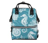 Hnnkloy Sea Shells Seahorse Coral, Large Capacity Mummy Backpack Diaper Bag Travel Backpack for Outdoor
