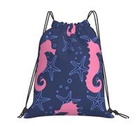 Hnnkloy Seahorse Silhouette Starfish, Drawstring Backpack Unisex Sport Gym Bag Casual Daypack Drawstring Sackpack