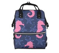 Hnnkloy Seahorse Silhouette Starfish, Large Capacity Mummy Backpack Diaper Bag Travel Backpack for Outdoor