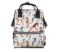 Hnnkloy Seahorses Ballet White Animals Nautical, Large Capacity Mummy Backpack Diaper Bag Travel Backpack for Outdoor