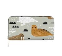 Hnnkloy Seal and Walrus Pattern, PU Leather Wallets Large Capacity Clutch Wallet for Men Women
