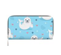 Hnnkloy Seal and Walrus Pattern, PU Leather Wallets Large Capacity Clutch Wallet for Men Women