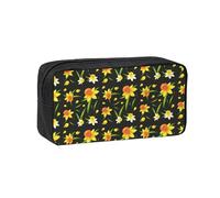 Hnnkloy Seamless Background Design with Daffodil Flowers, Big Capacity Pencil Case Portable Pen Pouch Stationery Bag for School Office