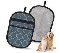 Hnnkloy Seamless Pattern Moroccan Vintage Style, 2 Pack Pet Hair Removal Gloves For Bed,Carpet,Clothes,Sofa,Static Grooming Glove For Dogs & Cats