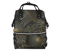 Hnnkloy Seamless Pattern Of Exotic Jungle Tropical Golden Palm Leaves, Large Capacity Mummy Backpack Diaper Bag Travel Backpack for Outdoor