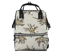 Hnnkloy Seamless Pattern With H And Drawn Colored Edelweiss, Large Capacity Mummy Backpack Diaper Bag Travel Backpack for Outdoor