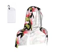 Hnnkloy Seamless Pattern With Magnolia Flower, Cool Sensation Hooded Towel, Ice Cold Sweat Towels for Sports, Gym, Camping, Running