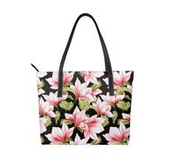 Hnnkloy Seamless Pattern With Magnolia Flower,PU Leather Handbag Large Capacity Tote Bag Women's Shoulder Bag for Work Travel