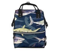 Hnnkloy Shark Whale Marine Life, Large Capacity Mummy Backpack Diaper Bag Travel Backpack for Outdoor