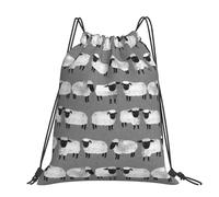 Hnnkloy Sheep Kids Grey Gender Neutral Farm Animals, Drawstring Backpack Unisex Sport Gym Bag Casual Daypack Drawstring Sackpack