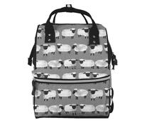 Hnnkloy Sheep Kids Grey Gender Neutral Farm Animals, Large Capacity Mummy Backpack Diaper Bag Travel Backpack for Outdoor