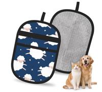 Hnnkloy Sheep On A Starry Sky, 2 Pack Pet Hair Removal Gloves For Bed,Carpet,Clothes,Sofa,Static Grooming Glove For Dogs & Cats