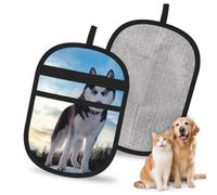 Hnnkloy Siberian Husky, 2 Pack Pet Hair Removal Gloves For Bed,Carpet,Clothes,Sofa,Static Grooming Glove For Dogs & Cats
