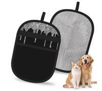 Hnnkloy Silver Glitter Drips Sparkle Black, 2 Pack Pet Hair Removal Gloves For Bed,Carpet,Clothes,Sofa,Static Grooming Glove For Dogs & Cats