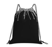 Hnnkloy Silver Glitter Drips Sparkle Black, Drawstring Backpack Unisex Sport Gym Bag Casual Daypack Drawstring Sackpack