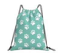 Hnnkloy Small Dog Paw Prints On Blue, Drawstring Backpack Unisex Sport Gym Bag Casual Daypack Drawstring Sackpack