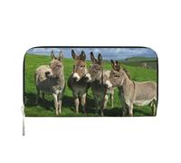 Hnnkloy Small Donkey Meadows, PU Leather Wallets Large Capacity Clutch Wallet for Men Women