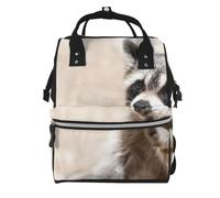 Hnnkloy Smart Animals Racoon Nature, Large Capacity Mummy Backpack Diaper Bag Travel Backpack for Outdoor