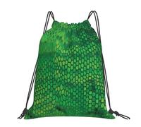 Hnnkloy Snake Skin Green, Drawstring Backpack Unisex Sport Gym Bag Casual Daypack Drawstring Sackpack