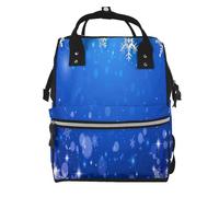 Hnnkloy Snowflake Blue Winter Christmas, Large Capacity Mummy Backpack Diaper Bag Travel Backpack for Outdoor