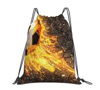 Hnnkloy Soccer Ball In Burning Fire Flames, Drawstring Backpack Unisex Sport Gym Bag Casual Daypack Drawstring Sackpack