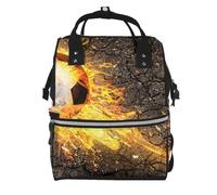 Hnnkloy Soccer Ball In Burning Fire Flames, Large Capacity Mummy Backpack Diaper Bag Travel Backpack for Outdoor