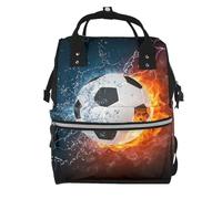 Hnnkloy Soccer Ball On Fire And Water, Large Capacity Mummy Backpack Diaper Bag Travel Backpack for Outdoor