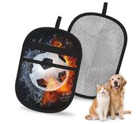 Hnnkloy Soccer Ball On Fire Water, 2 Pack Pet Hair Removal Gloves For Bed,Carpet,Clothes,Sofa,Static Grooming Glove For Dogs & Cats