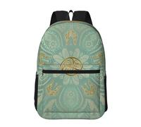 Hnnkloy Soft Sage Green And Gold Celtic Mandala, 17 Inch Backpack With Pockets Casual Daypack Water Resistant School Bag