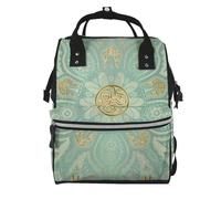 Hnnkloy Soft Sage Green And Gold Celtic Mandala, Large Capacity Mummy Backpack Diaper Bag Travel Backpack for Outdoor