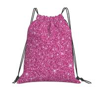 Hnnkloy Sparkling Pink Glitter, Drawstring Backpack Unisex Sport Gym Bag Casual Daypack Drawstring Sackpack