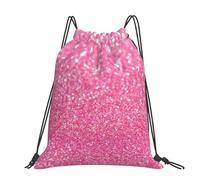 Hnnkloy Sparkling Pink Glitter Printed, Drawstring Backpack Unisex Sport Gym Bag Casual Daypack Drawstring Sackpack