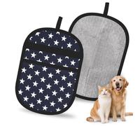 Hnnkloy Stars Navy Blue White, 2 Pack Pet Hair Removal Gloves For Bed,Carpet,Clothes,Sofa,Static Grooming Glove For Dogs & Cats