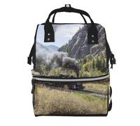 Hnnkloy Steam Locomotive Train Printed Cute, Large Capacity Mummy Backpack Diaper Bag Travel Backpack for Outdoor
