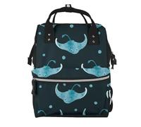 Hnnkloy Stingray Fish Pattern, Large Capacity Mummy Backpack Diaper Bag Travel Backpack for Outdoor