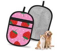Hnnkloy Strawberries Heart, 2 Pack Pet Hair Removal Gloves For Bed,Carpet,Clothes,Sofa,Static Grooming Glove For Dogs & Cats
