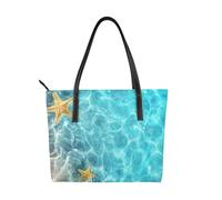 Hnnkloy Summer Starfish Shell Beach Sea,PU Leather Handbag Large Capacity Tote Bag Women's Shoulder Bag for Work Travel