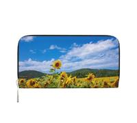 Hnnkloy Sunflower Sea and Blue Sky White Clouds, PU Leather Wallets Large Capacity Clutch Wallet for Men Women