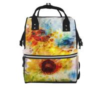 Hnnkloy Sunflowers Floral Beautiful Red, Large Capacity Mummy Backpack Diaper Bag Travel Backpack for Outdoor