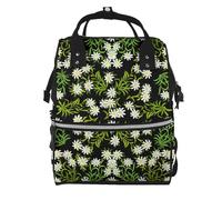 Hnnkloy Swiss Alpine Edelweiss Floral, Large Capacity Mummy Backpack Diaper Bag Travel Backpack for Outdoor