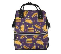 Hnnkloy Taco Hamburger Hot Dog Pattern, Large Capacity Mummy Backpack Diaper Bag Travel Backpack for Outdoor