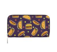 Hnnkloy Taco Hamburger Hot Dog Pattern, PU Leather Wallets Large Capacity Clutch Wallet for Men Women