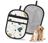 Hnnkloy Terrazzo Seamless Patterns Classic Italian Marble, 2 Pack Pet Hair Removal Gloves For Bed,Carpet,Clothes,Sofa,Static Grooming Glove For Dogs & Cats