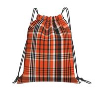 Hnnkloy The Orange And The Black Plaid, Drawstring Backpack Unisex Sport Gym Bag Casual Daypack Drawstring Sackpack