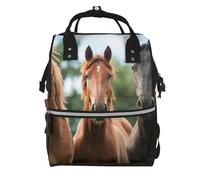 Hnnkloy Three Horses Black, Large Capacity Mummy Backpack Diaper Bag Travel Backpack for Outdoor