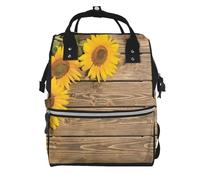 Hnnkloy Three Sunflowers On Wooden, Large Capacity Mummy Backpack Diaper Bag Travel Backpack for Outdoor