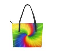 Hnnkloy Tie Dye Rainbow,PU Leather Handbag Large Capacity Tote Bag Women's Shoulder Bag for Work Travel