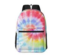 Hnnkloy Tie Dye Rainbow Spiral Swirl, 17 Inch Backpack With Pockets Casual Daypack Water Resistant School Bag