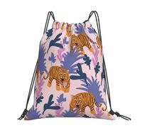 Hnnkloy Tigers In The Jungle, Drawstring Backpack Unisex Sport Gym Bag Casual Daypack Drawstring Sackpack