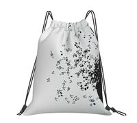 Hnnkloy Torn Vinyl Record And Musical Notes Flying In The Air, Drawstring Backpack Unisex Sport Gym Bag Casual Daypack Drawstring Sackpack